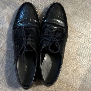 Aldo Black Crocodile Texture Oxfords